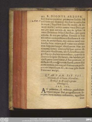 Quae Nam Sit Vis orationis, & de beato Hierotheo, de religi ne & conscriptione Theologica. Cap. III.