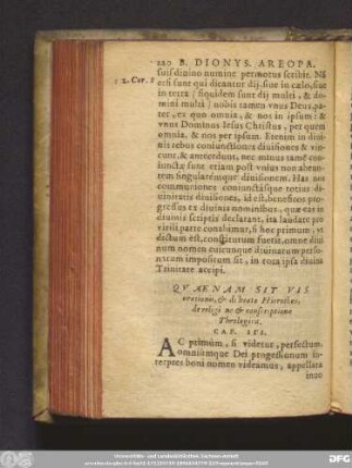 Quae Nam Sit Vis orationis, & de beato Hierotheo, de religi ne & conscriptione Theologica. Cap. III.