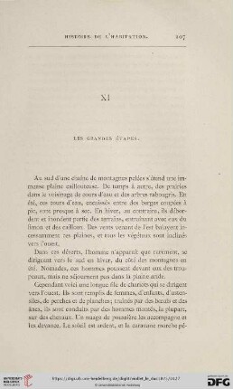 XI. Les grandes étapes