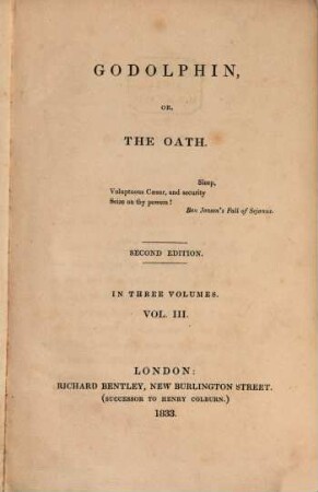 Godolphin, or, the oath. 3