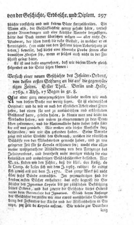 Versuch einer neuen Geschichte des Jesuiter-Ordens. T.1.