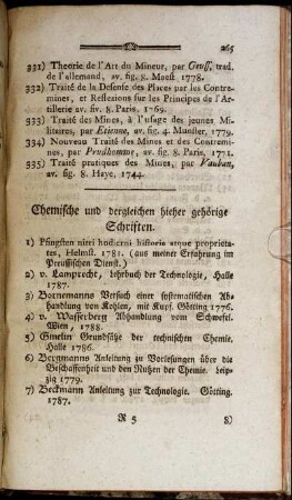Chemische und dergleichen hieher gehörige Schriften.