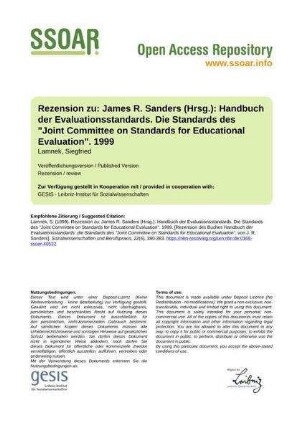 Rezension  James R. Sanders (Hrsg.): Handbuch der Evaluationsstandards. Die Standards des "Joint Committee on Standards for Educational Evaluation". 1999