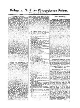[Umschau] : (Fortsetzung aus dem Hauptblatt) ; Beilage zu Nr. 8 der Pädagogischen Reform