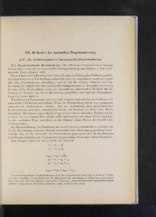 § 37. Die Arbeitsorganisation bei manueller Programmierung