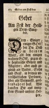 184-196, Gebet am Fest der Heiligen Drey-Einigkeit