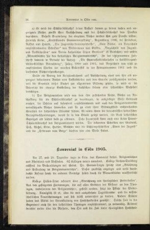 Konveniat in Cöln 1905