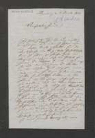 Brief von Wilhelm Sonder an Unbekannt