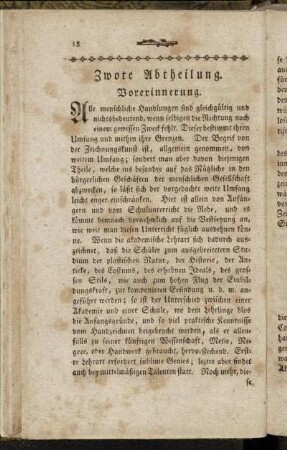 Zwote Abtheilung. [Vorschläge zur Verbesserung des gewöhnlichen Schulunterrichts.]