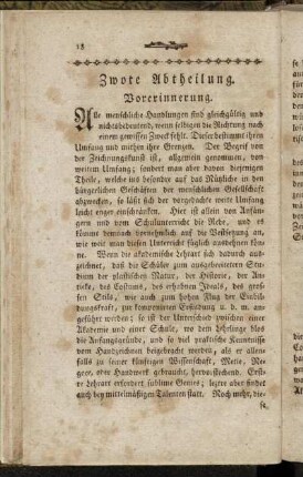 Zwote Abtheilung. [Vorschläge zur Verbesserung des gewöhnlichen Schulunterrichts.]