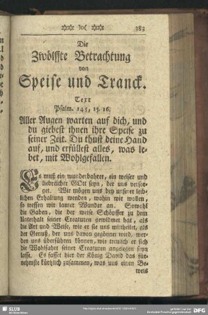 Die Zwölffte Betrachtung von Speise und Tranck