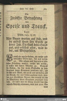 Die Zwölffte Betrachtung von Speise und Tranck