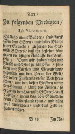 Text/ Zu folgenden Predigten