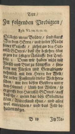 Text/ Zu folgenden Predigten