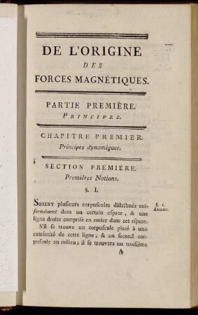Partie Première. Principes