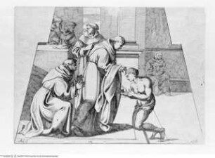 Vita di San Diego, dipinta nella Cappella di S. Giacomo de Spagnoli ..., Tafel 13: Der Empfang des Ordensgewandes