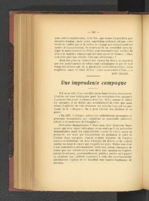 Une imprudente campagne.