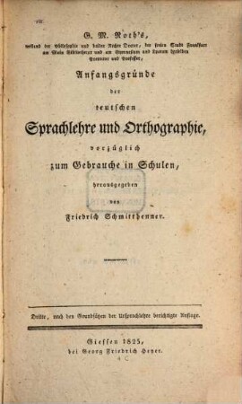 Anfangsgründe der teutschen Sprachlehre und Orthographie