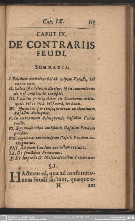 Caput IX. De Contrariis Feudi