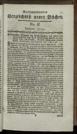 No. II. Januar 1784.