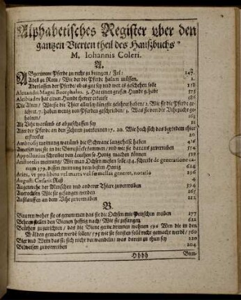 Alphabetisches Register uber den gantzen Vierten theil des Haußbuchs
