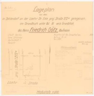 Garten Friedrich Götz, Berlin-Zehlendorf: Lageplan Vermessungskarte 1:500