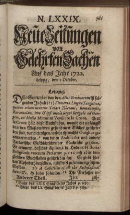 N. LXXIX. Leipzig, den 1 October. - N. LXXXVII. Leipzig, den 29 October.