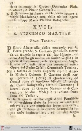 Num. XVII.: S. Vincenzo Martire