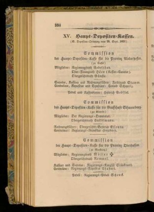 XV. Haupt=Depositen=Kassen.