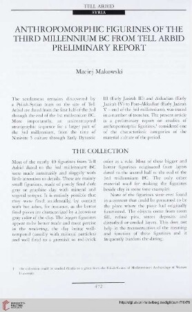 17: Anthropomorphic figurines of the third millennium BC from Tell Arbid preliminary report