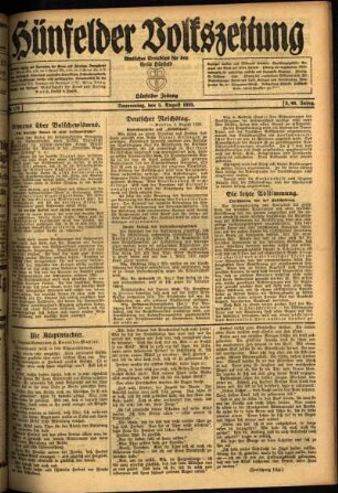 Ausgabe vom Donnerstag, den 05. August 1920.