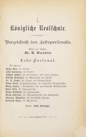 Jahresbericht über die Königlich-Bayerische Realschule nebst Gewerblicher Fortbildungsschule zu Ingolstadt. 1878/79