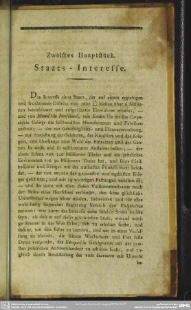 Zwölftes Hauptstück. Staats-Interesse