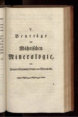 V. Beyträge zur Mährischen Mineralogie.