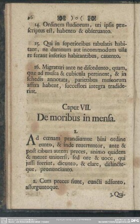 Caput VII. De moribus in mensa