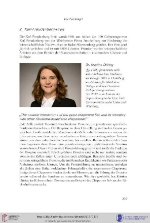 Kristina Döring: „The nascent interactome of the yeast chaperone Ssb and its interplay with other ribosome-associated chaperones“