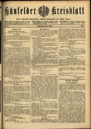 Ausgabe vom Donnerstag, den 25. April 1912.