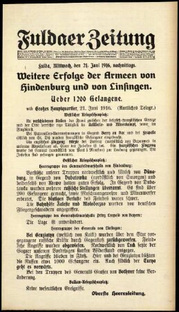 Ausgabe vom Mittwoch, den 21. Juni 1916.