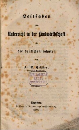 Leitfaden zum Unterricht in der Landwirthschaft für die deutschen Schulen