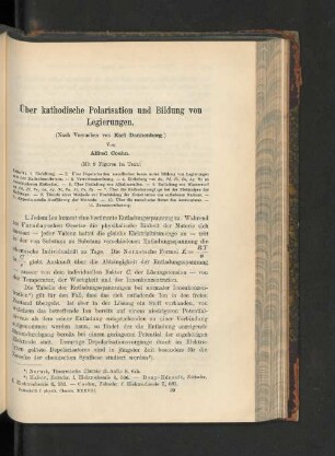 Über kathodische Polarisation und Bildung von Legierungen.