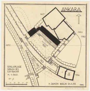 Gesamtbebauungsplan Ankara Teilbebauungsplan innere Stadt: Lageplan 1:500, Schulanlage südlich des Eski-Basars