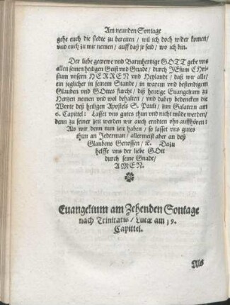 Euangelium am Zehenden Sontage nach Trinitatis/ Lucæ am 19. Capittel.