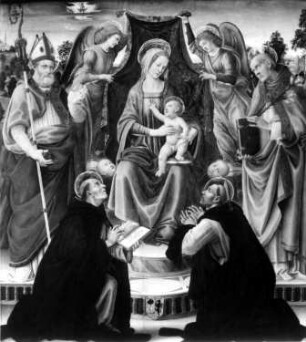 Thronende Maria mit dem Kind und vier Heiligen