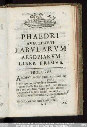 Phaedri Aug. Liberti Fabularum Aesopiarum ...