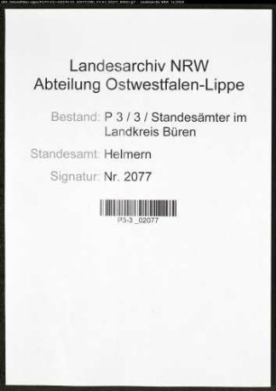 Sterberegister Standesamt Helmern