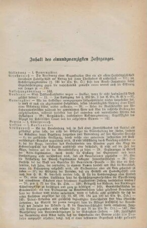Inhalt des einundzwanzigsten Jahrganges