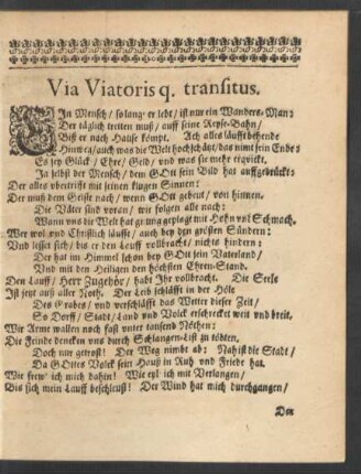 Via Viatoris q. transitus.