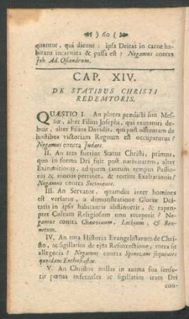 Cap. XIV. De Statibus Christi Redemtoris.