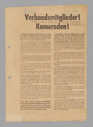 "Verbandsmitglieder! Kameraden!"