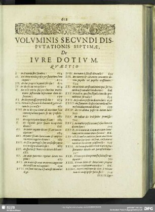 Voluminis Secundi Disputationis Septimae, De Iure Dotium